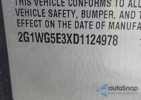 2013 Chevrolet Impala Lt z USA, uszkodzony, nr VIN 2G1WG5E3XD1124978